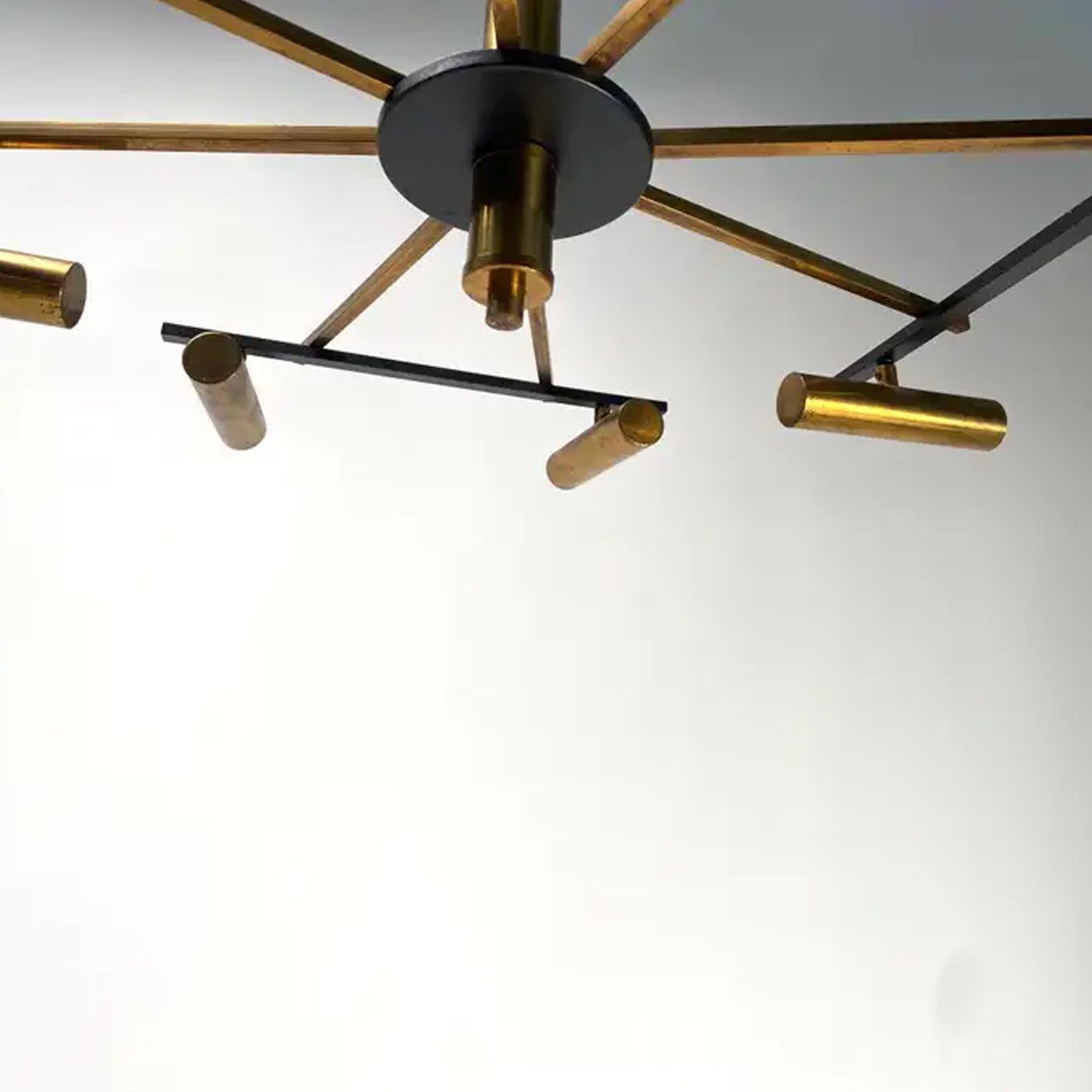 Handmade Brass 8-Light Chandelier: Mid-Century Italian Design