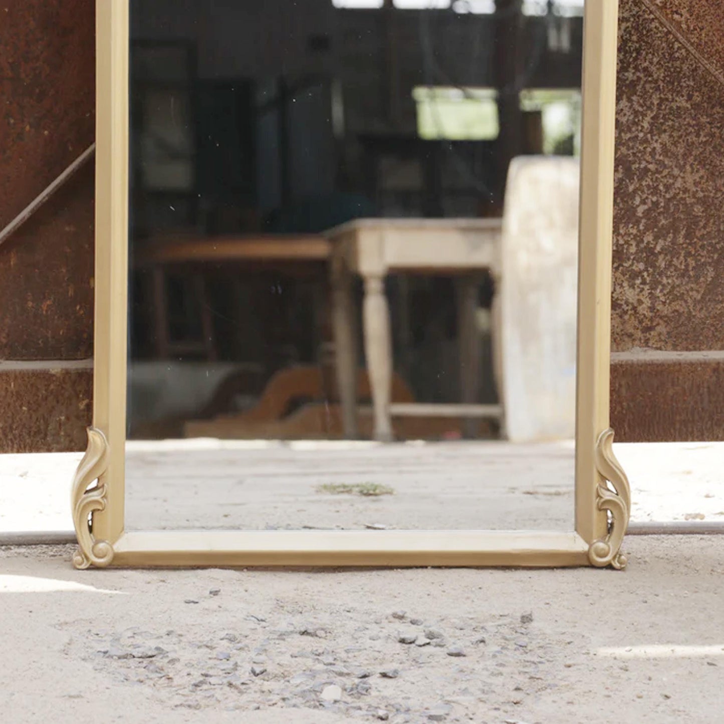 Handmade Royal Gold Wood Wall Mirror: Mid-Century Modern Decor (24x60 In.)