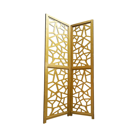 Mid century Design Gold Wooden Folding Divider, Partition, Handmade Self standing separator