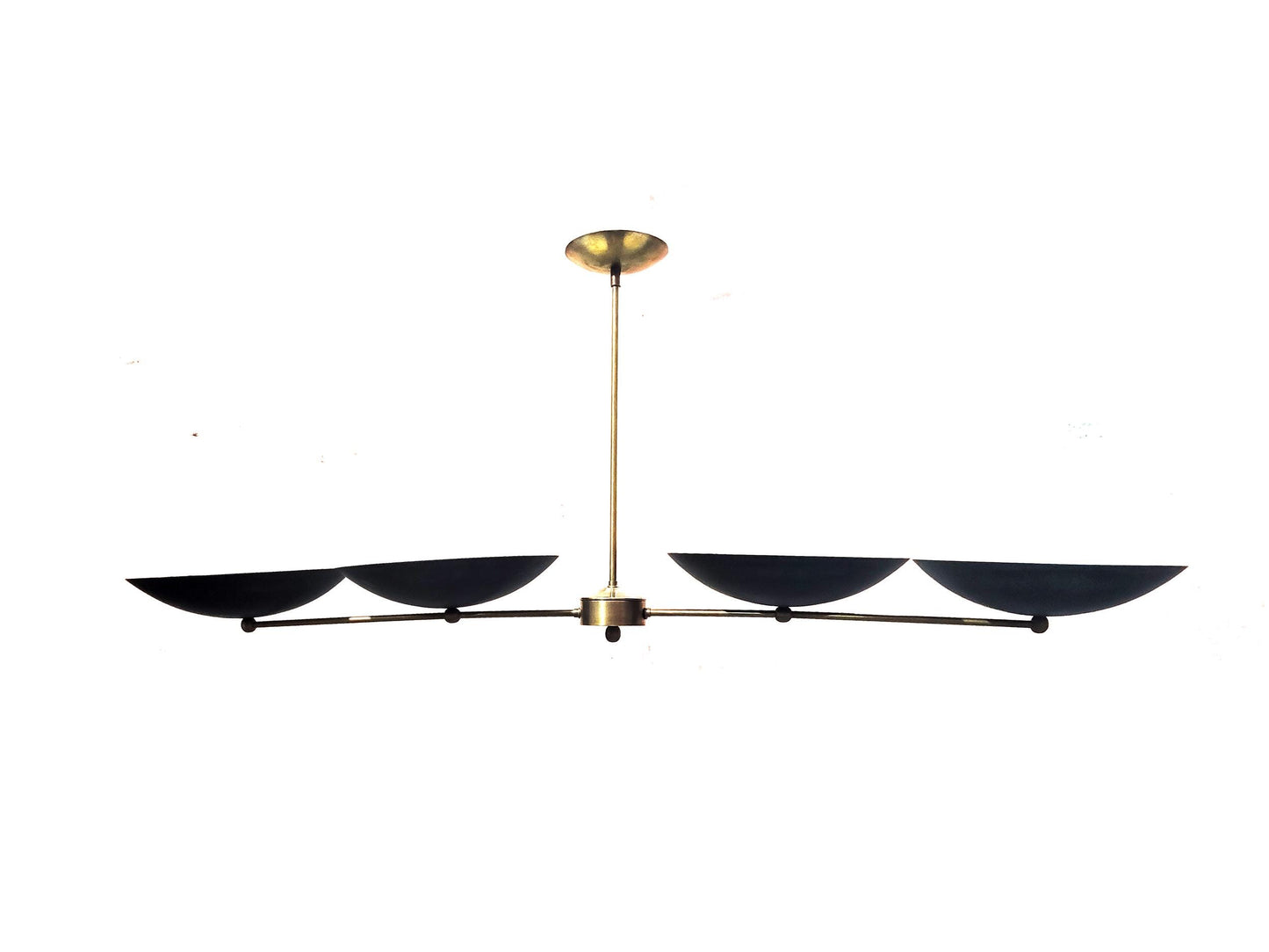 4 Shade Linear Ceiling light modern fixture, handmade mid-century Brass Chandelier
