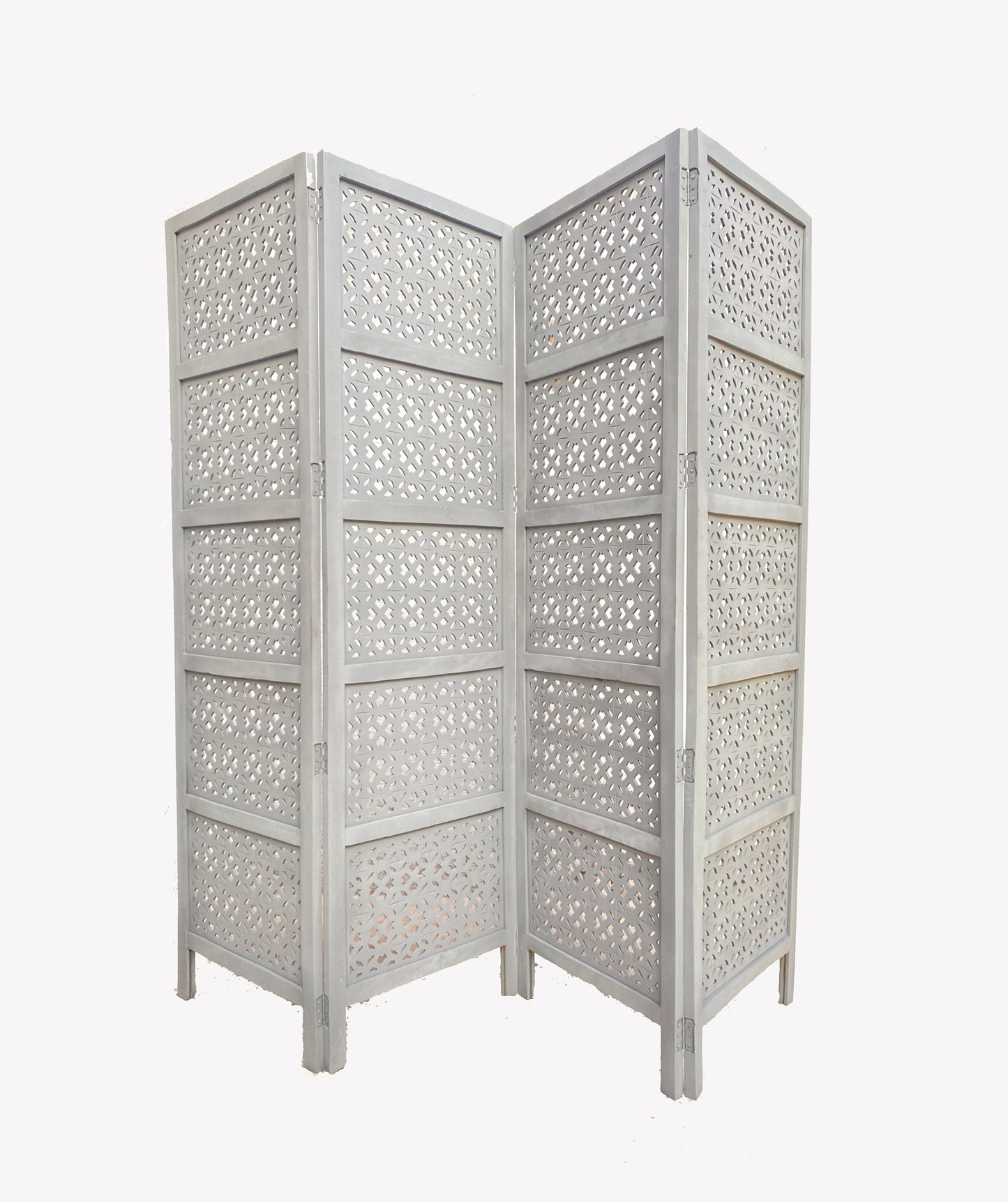 Mesh Style Wooden Folding Divider, Partition, Handmade Self standing saperater up to 7 feet height