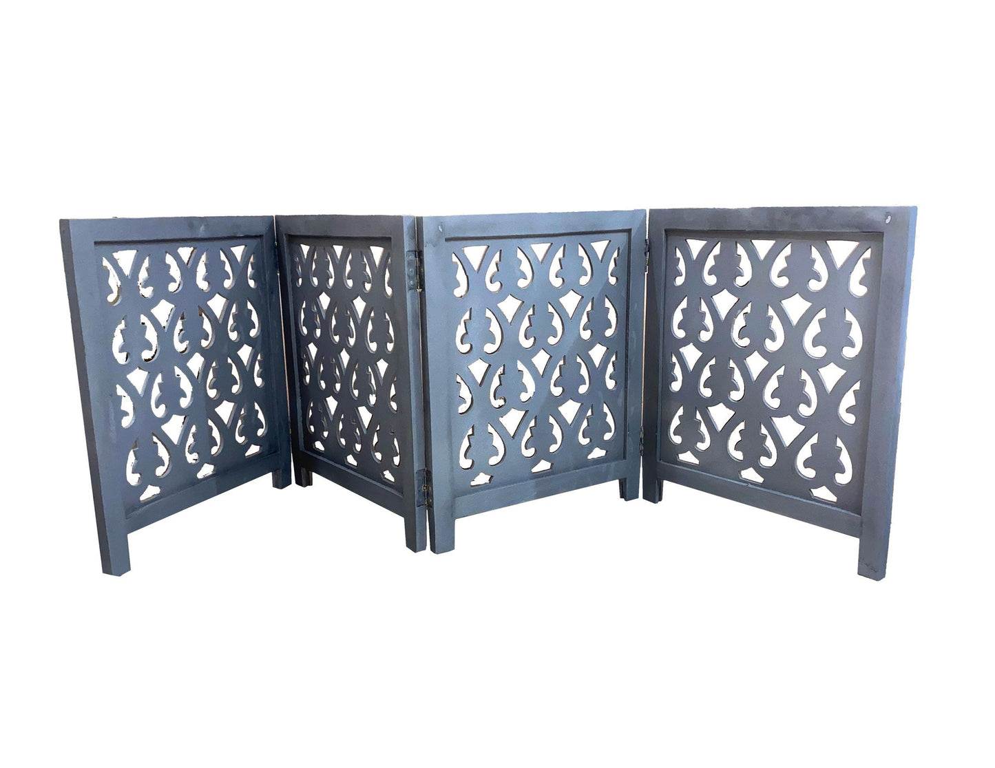 Mid Century Black Wooden Folding Room Divider: Handmade Partition