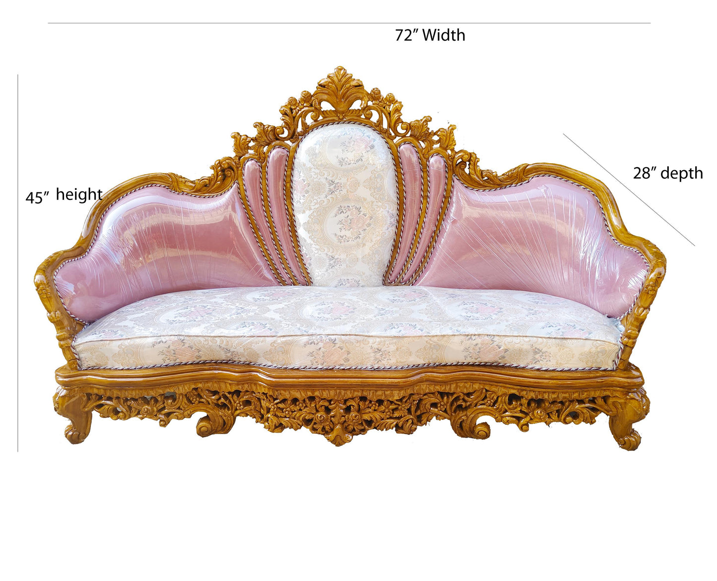 Hand Carved Wooden Sofa: Royal Style 3-Seater