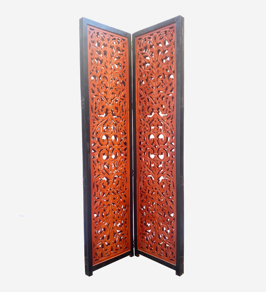 Mid Century Mesh Design Wooden Folding partition, Self standing divider