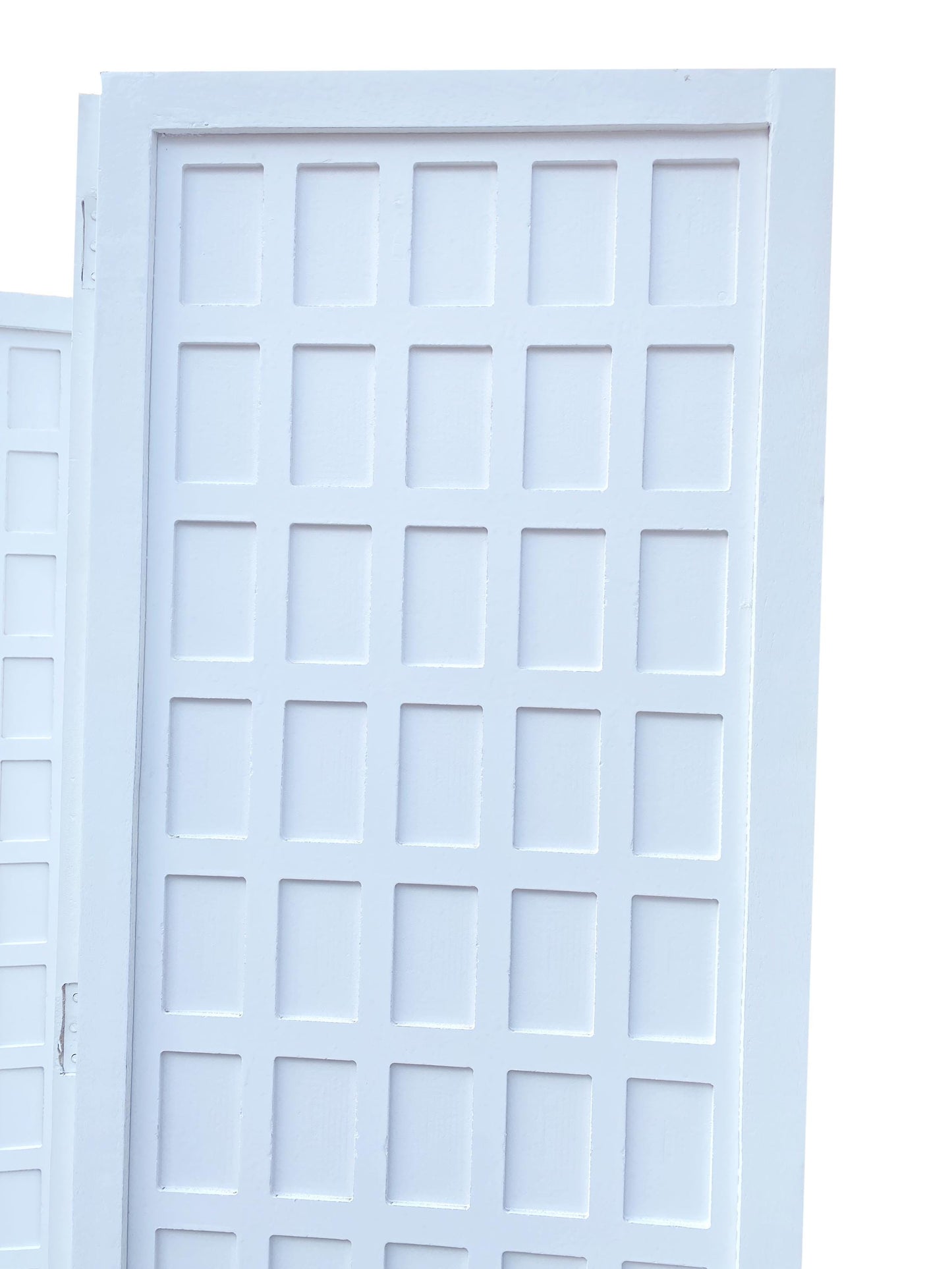 Handmade Wooden Folding Room Divider: White Block Cube Partition