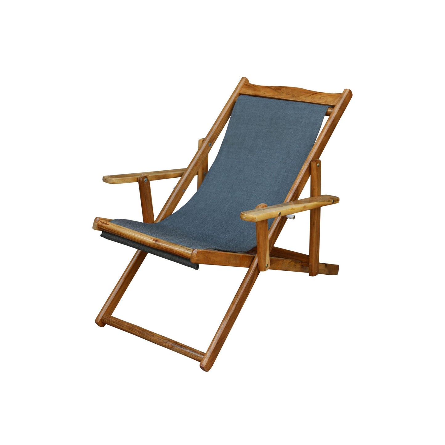 Handmade Teak & Maroon Fabric Folding Chair: Mid-Century Rococo Style