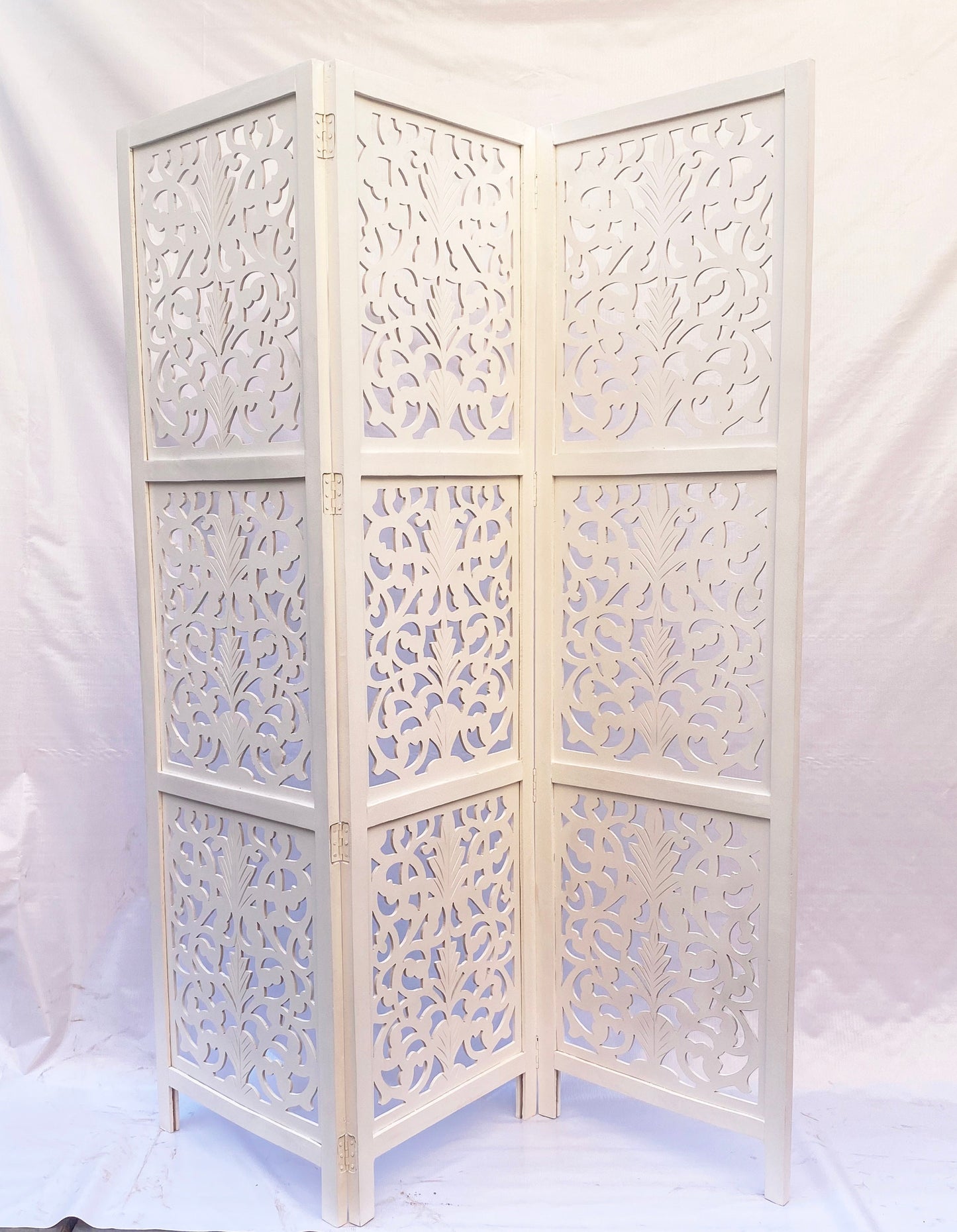 7 Feet tall flower Style Wooden Folding Divider, Partition, Handmade Self standing screen