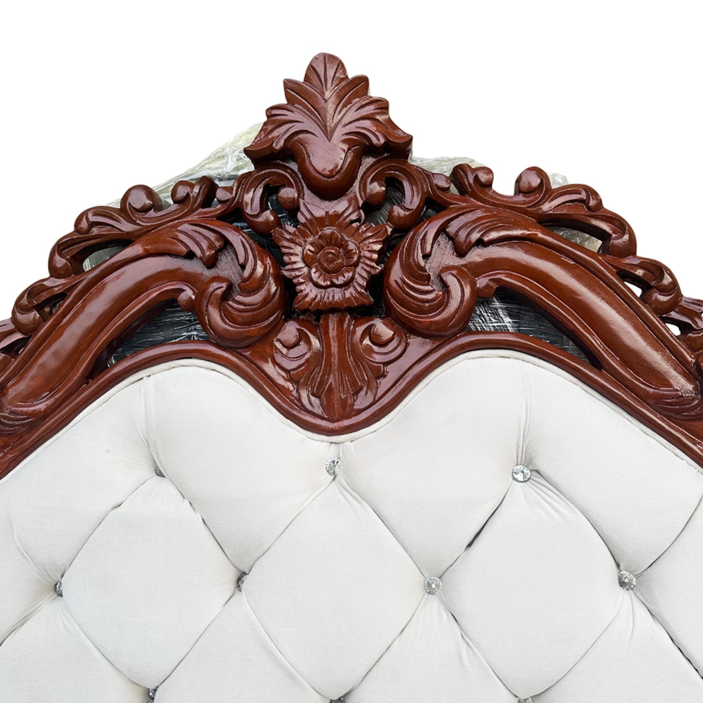 Handmade 20th Century Rococo Headboard, Queen French Louis XV wooden headboard