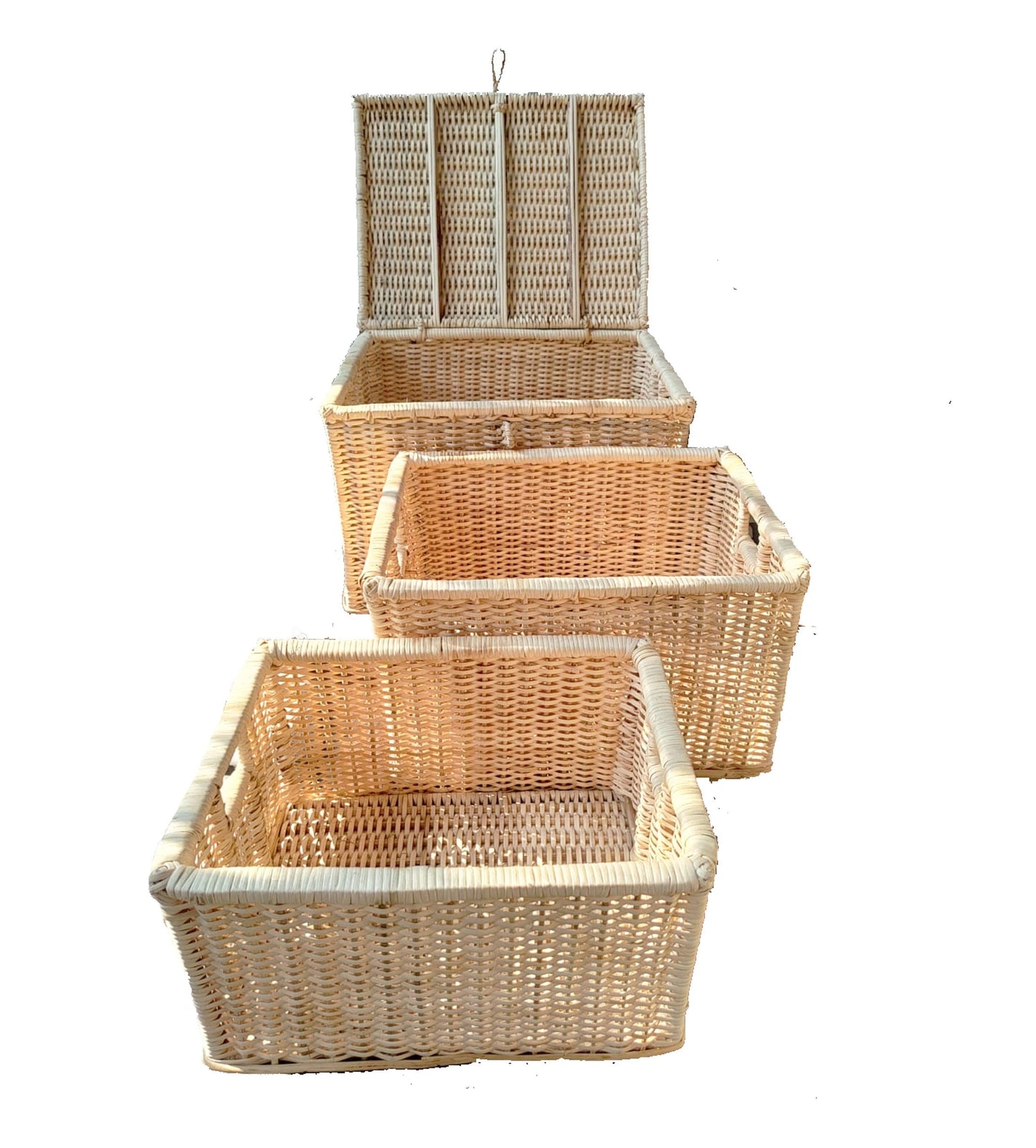 wicker basket organizer, hand woven Rattan basket set of 3