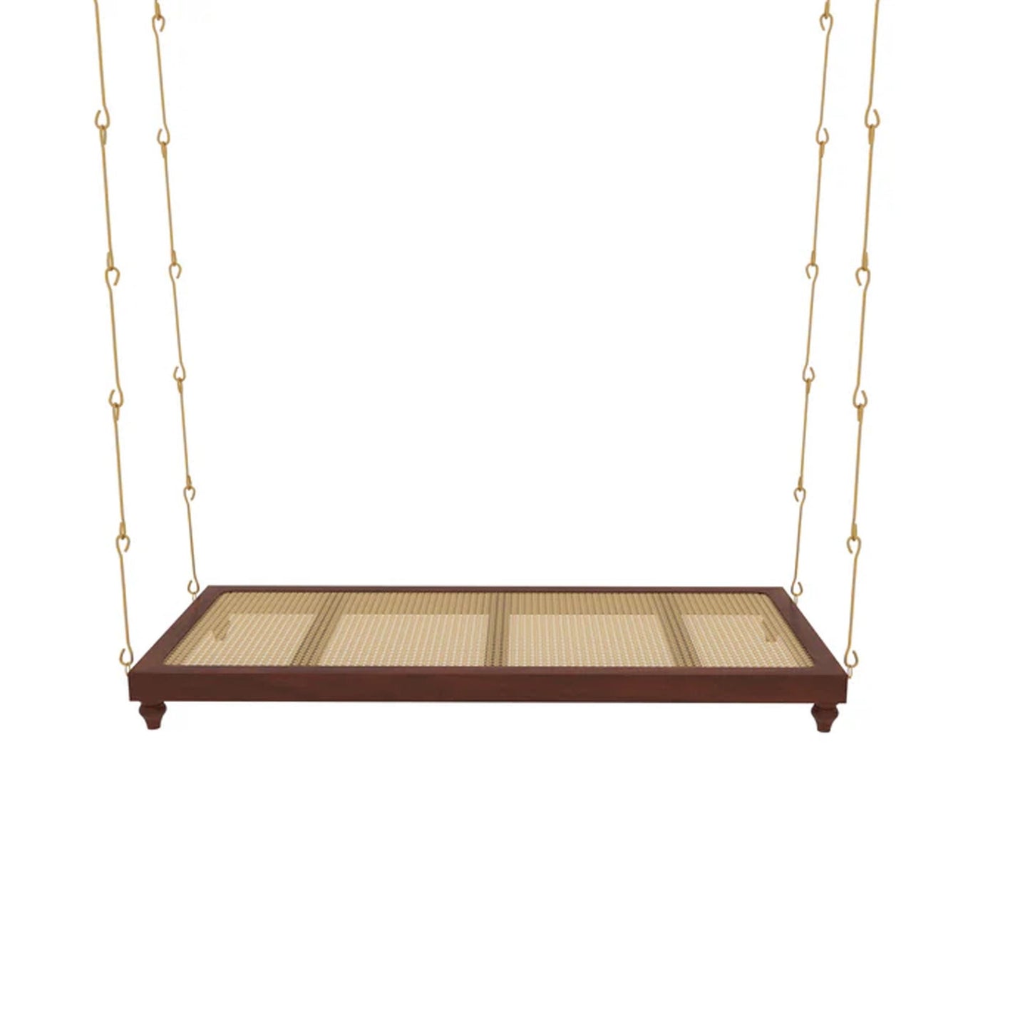 Handmade Teak Wood Swing with Brass Chain - Traditional Jhula