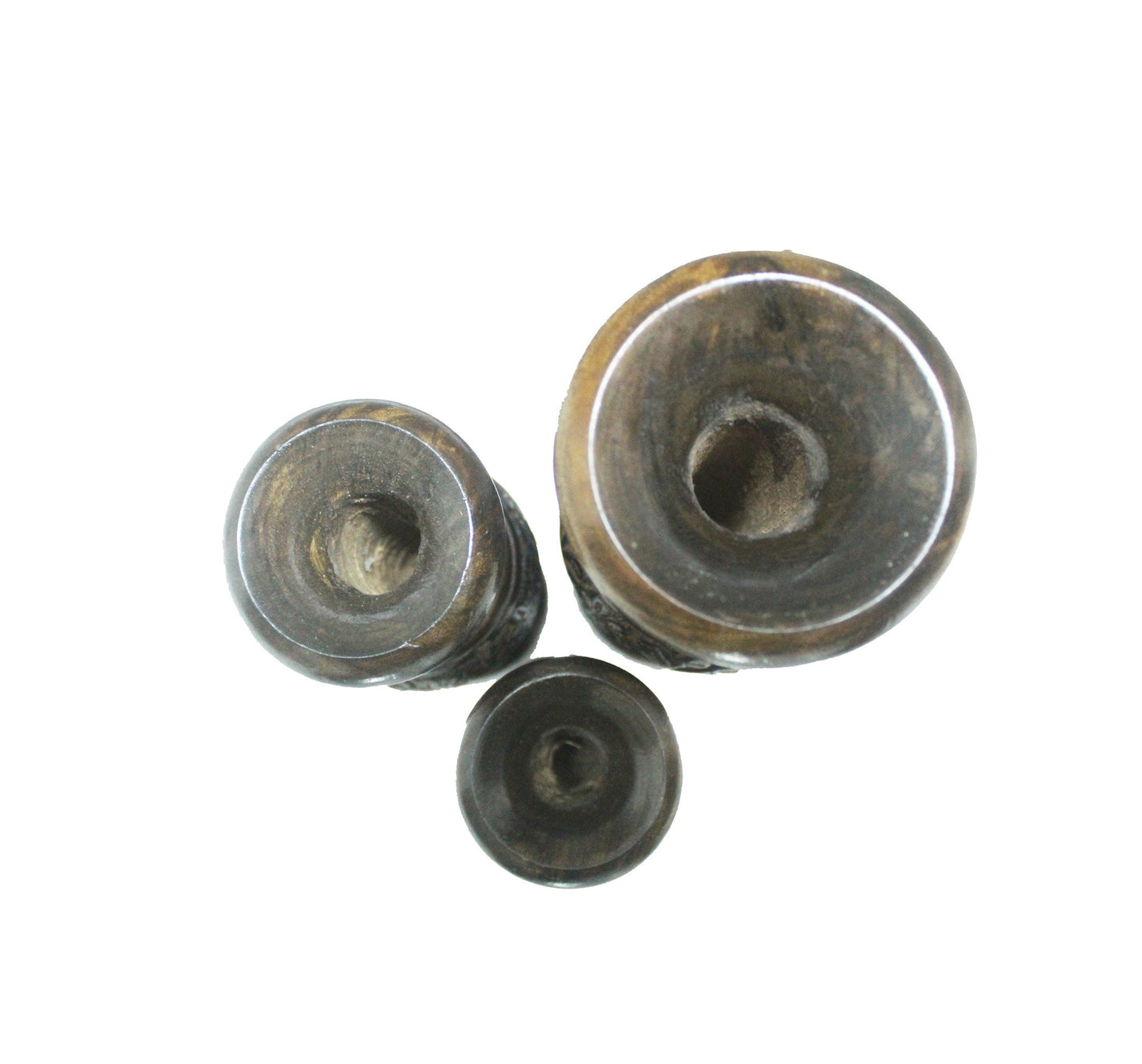 Wooden carved Flower Vase For home décor, Handmade Burned Polished set of 3