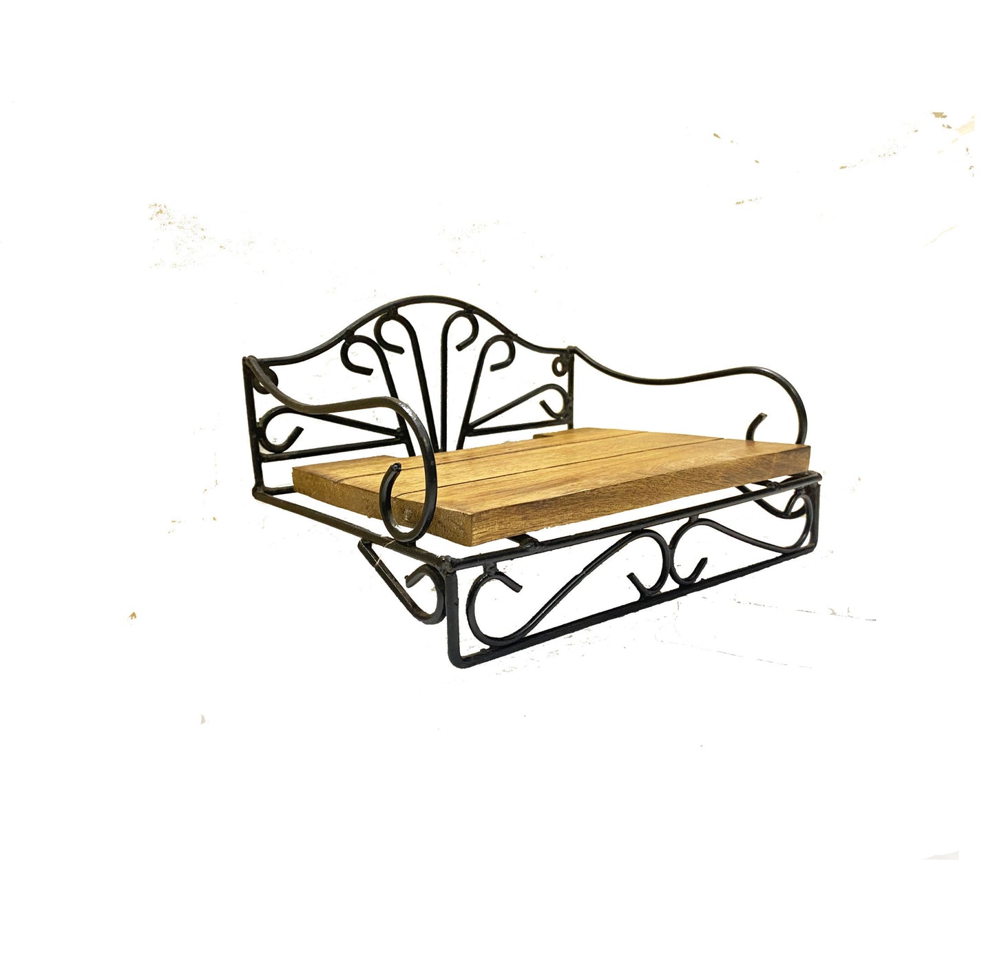 Mid century Wall shelf, handmade wood iron small wall bracket hanging fixture