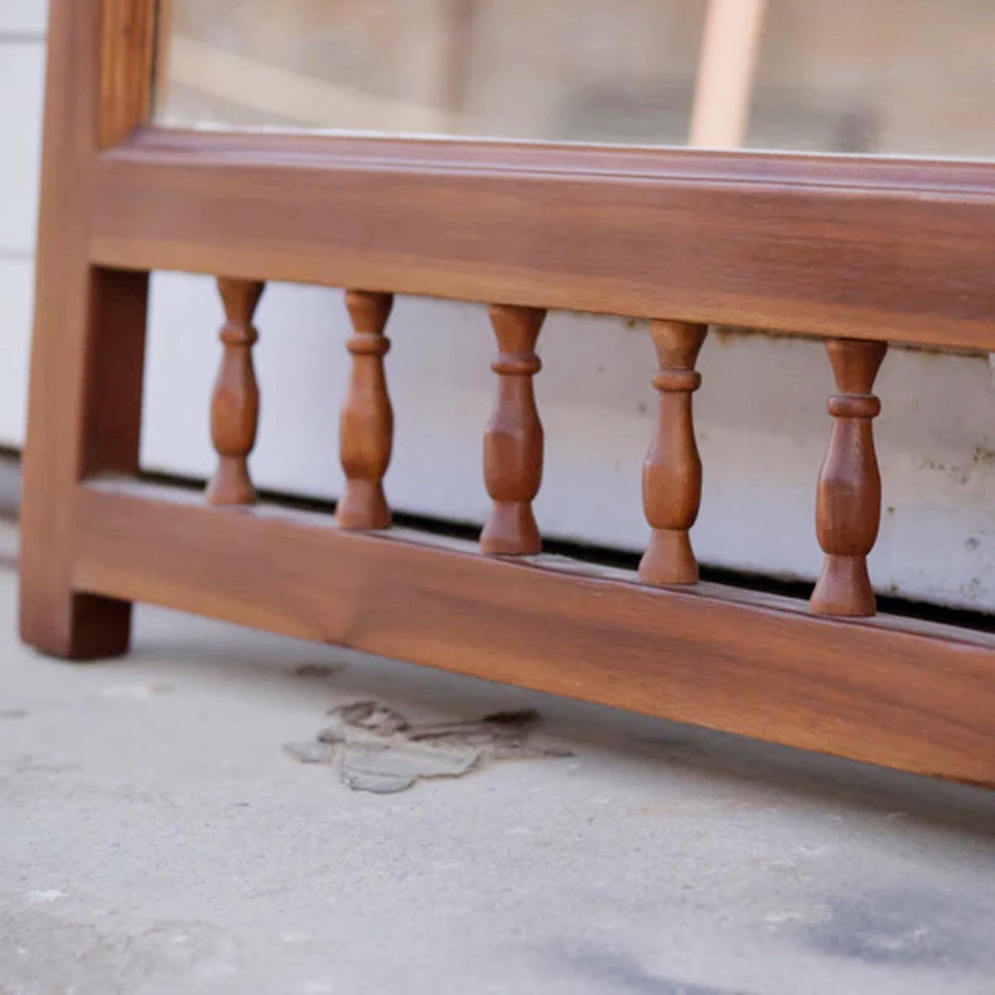 Hand Carved Wood Wall Mirror Frame: Mid-Century Modern Decor (38x28 Inches