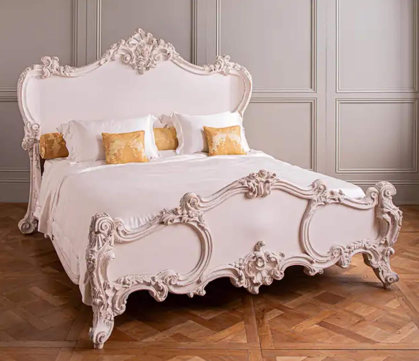 Handmade Royal French Regency King Size Bed: Bohemian Rococo Style
