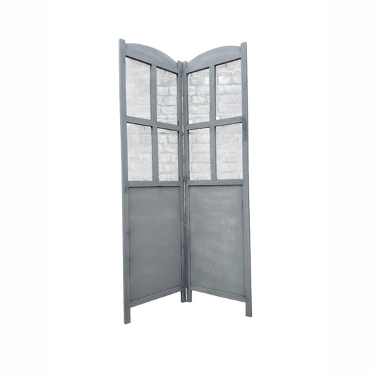 Mid century Metal Mesh Design Wooden Folding Divider,Grey Partition, Handmade Self standing separator