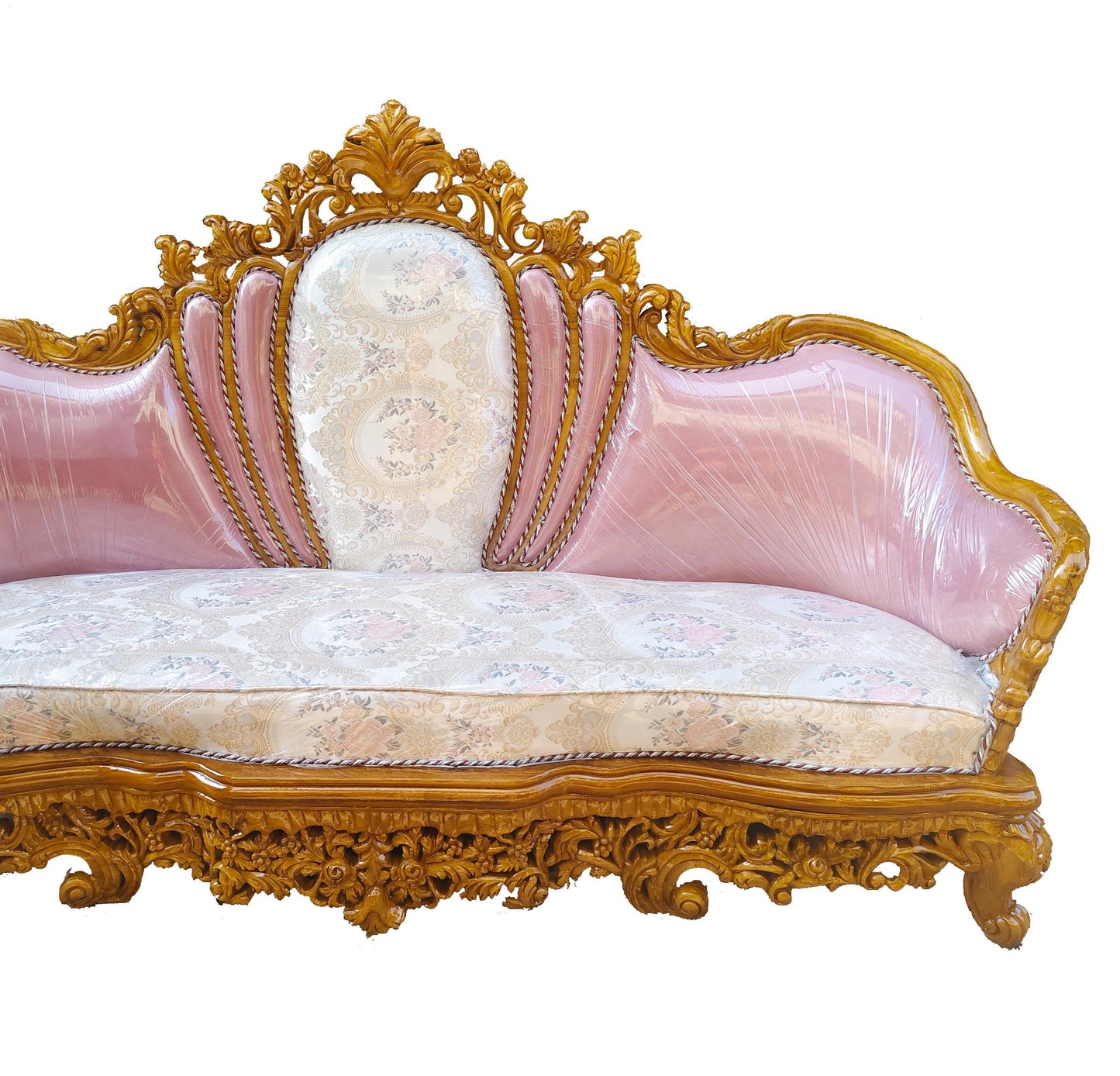 Hand Carved Wooden Sofa: Royal Style 3-Seater