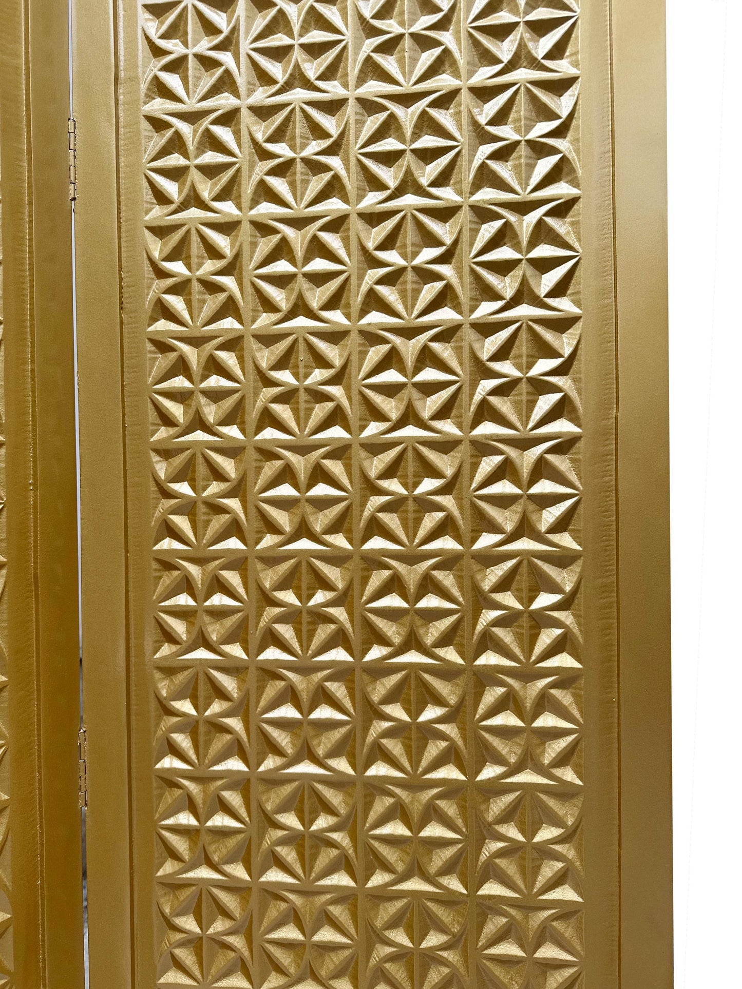 Mid-Century Modern Wooden Room Divider: Gold 3D Design Partition