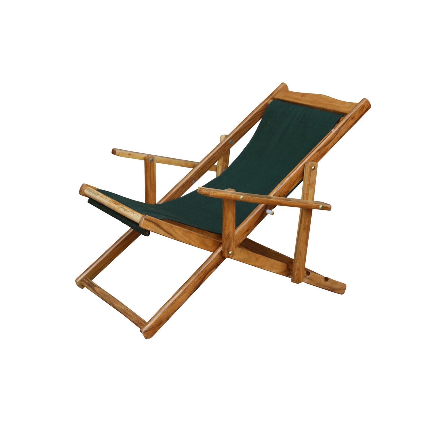 Handmade Teak & Maroon Fabric Folding Chair: Mid-Century Rococo Style