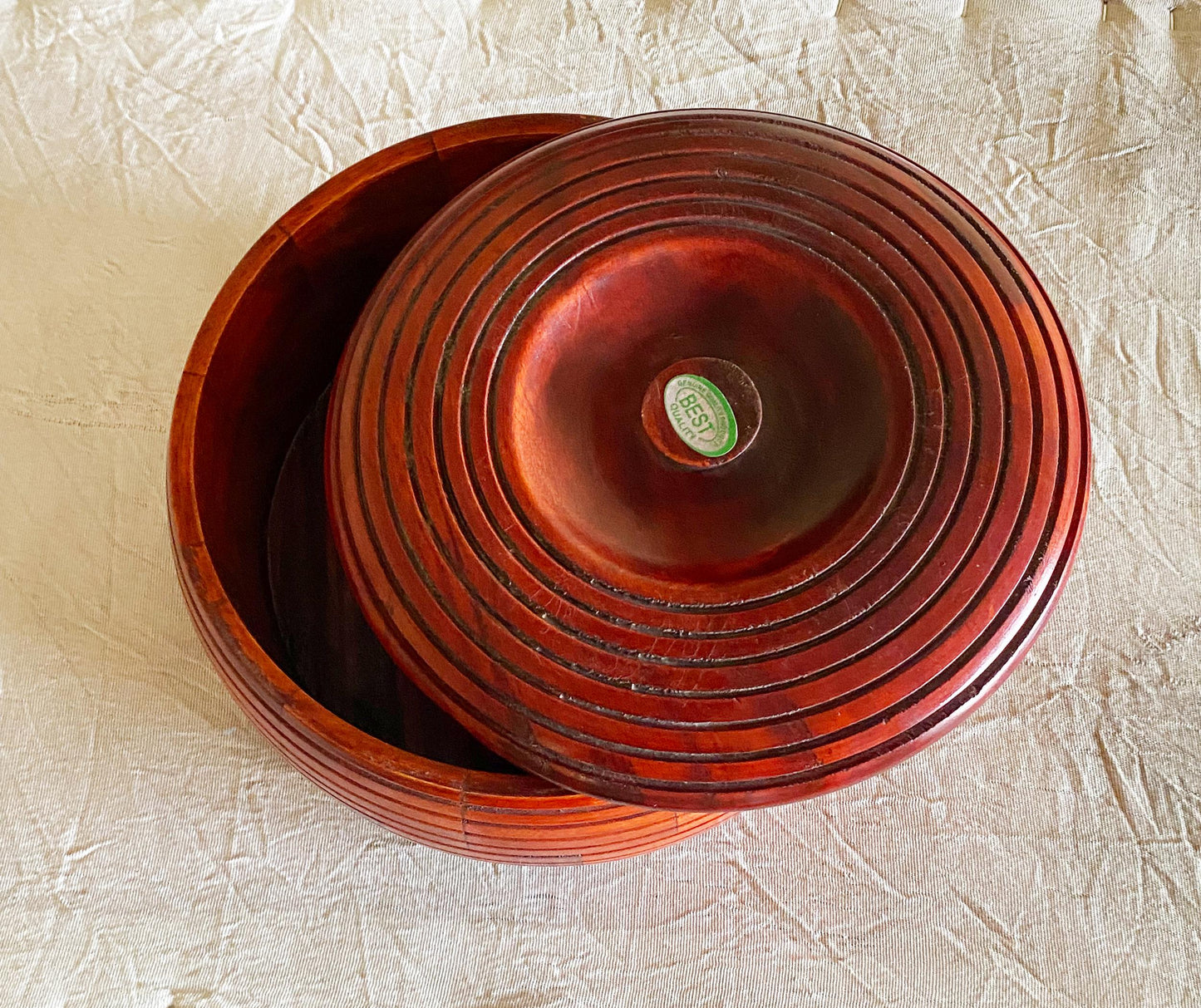 Handmade Teak Wood Casserole Dish with Lid - Brown Roti Chapati Box