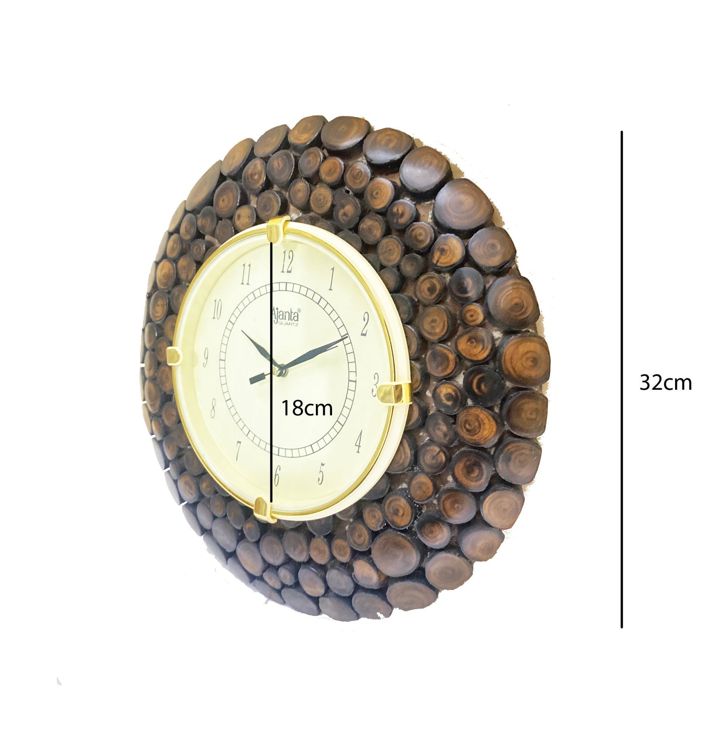 Handmade Wooden Round Wall Clock: Mid-Century Modern Design