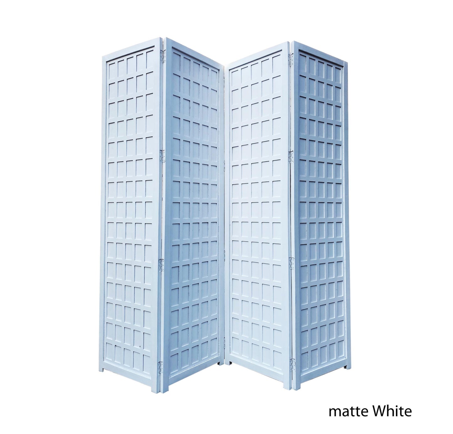 Handmade Wooden Folding Room Divider: White Block Cube Partition