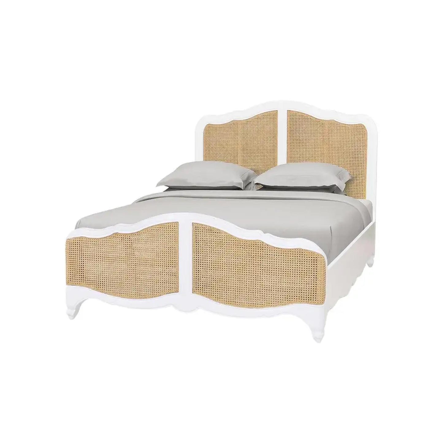 Handmade White Oak & Cane King Bed Frame - Mid Century Modern