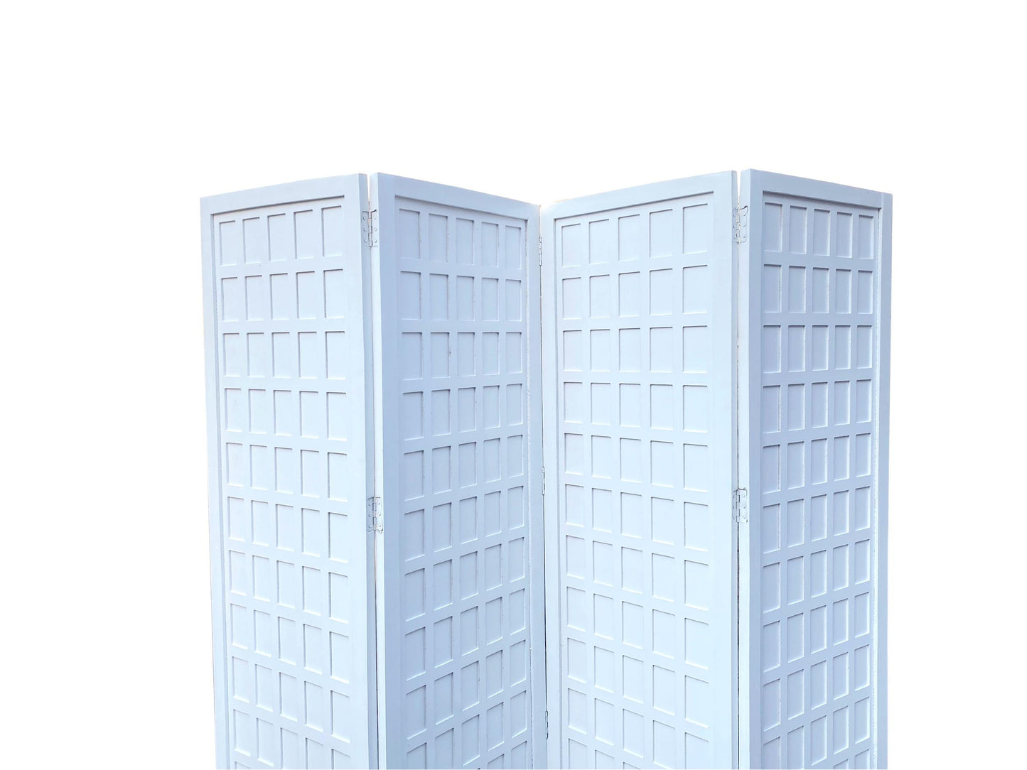 Handmade Wooden Folding Room Divider: White Block Cube Partition