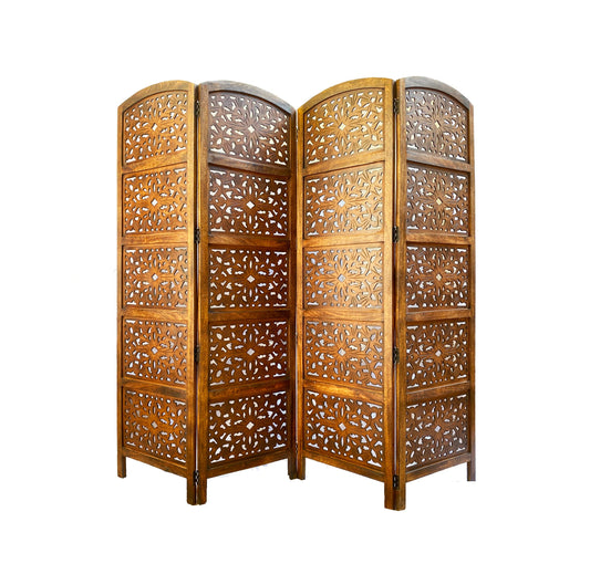 Mid Century Wooden Folding Room Divider: Handmade Partition Screen