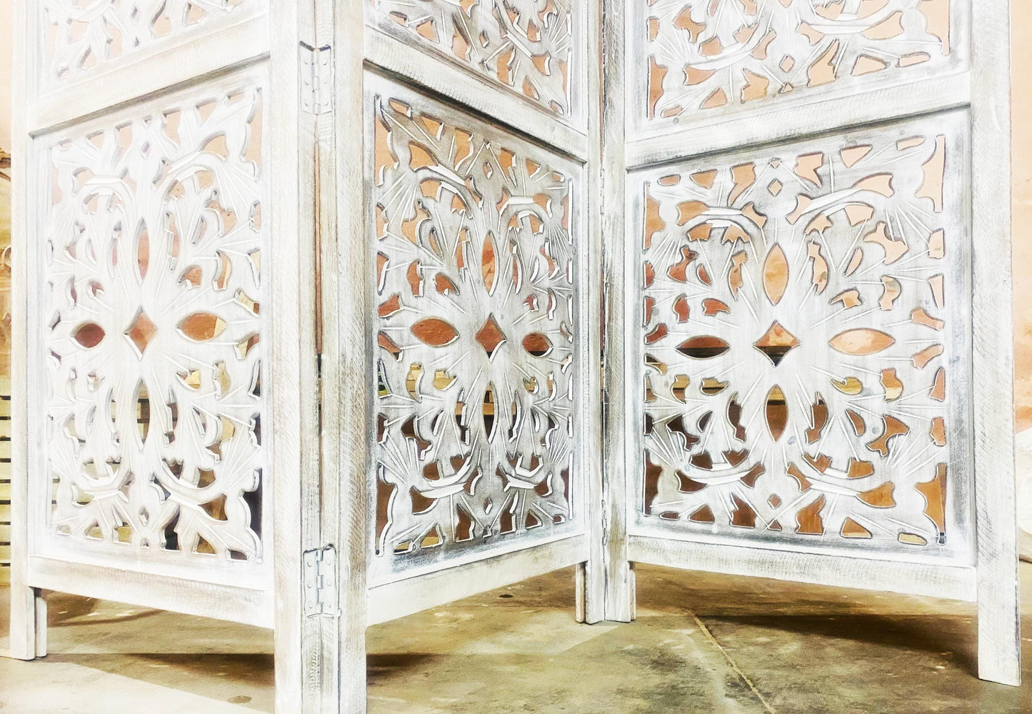 Handmade Wooden Folding Room Divider: Mid-Century Modern Partition