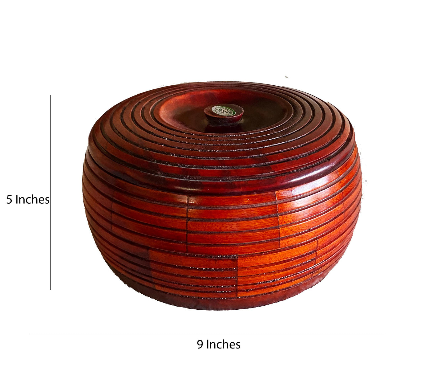 Handmade Teak Wood Casserole Dish with Lid - Brown Roti Chapati Box