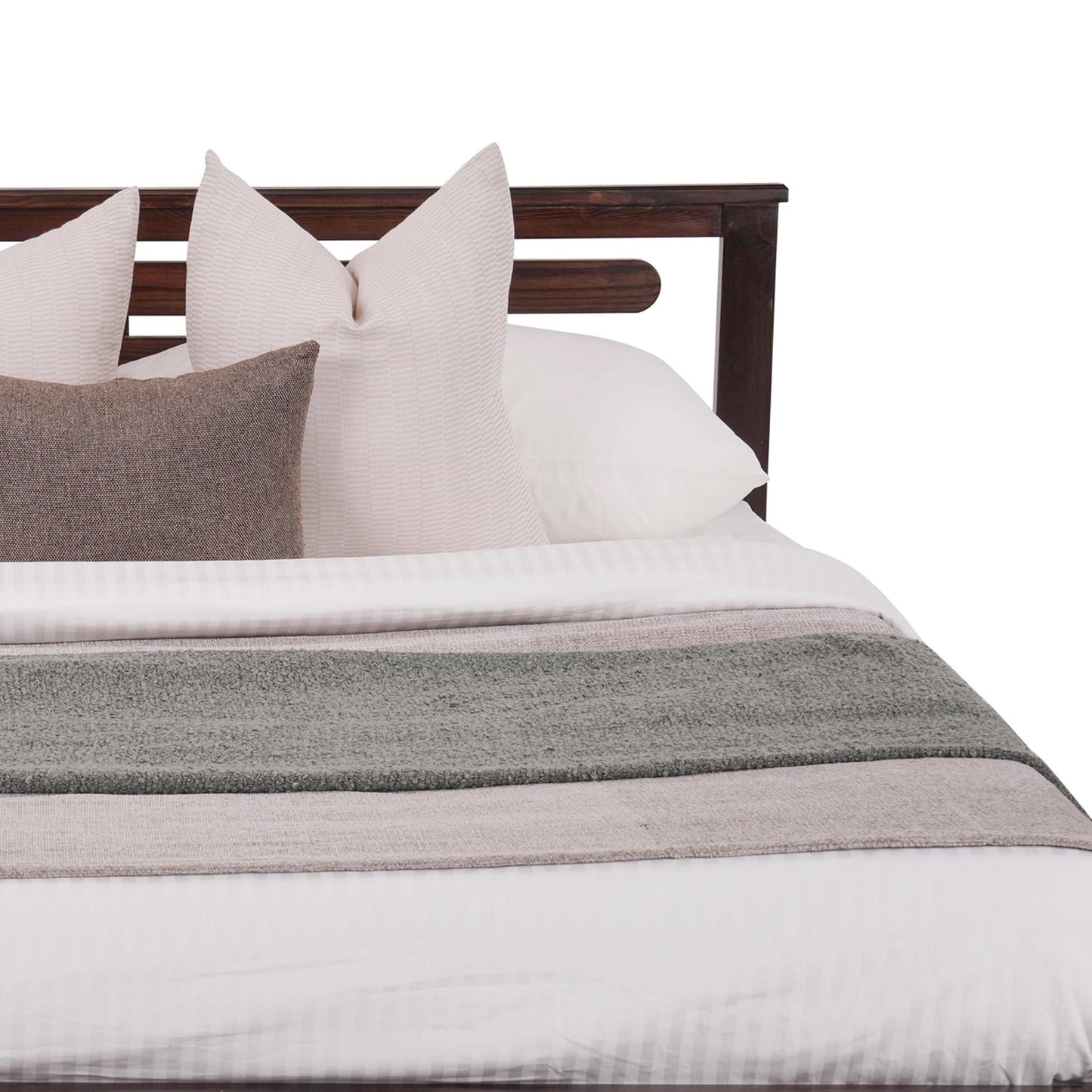 Handmade Slatted Mango Wood Bed Frame: Modern Bohemian Low Post