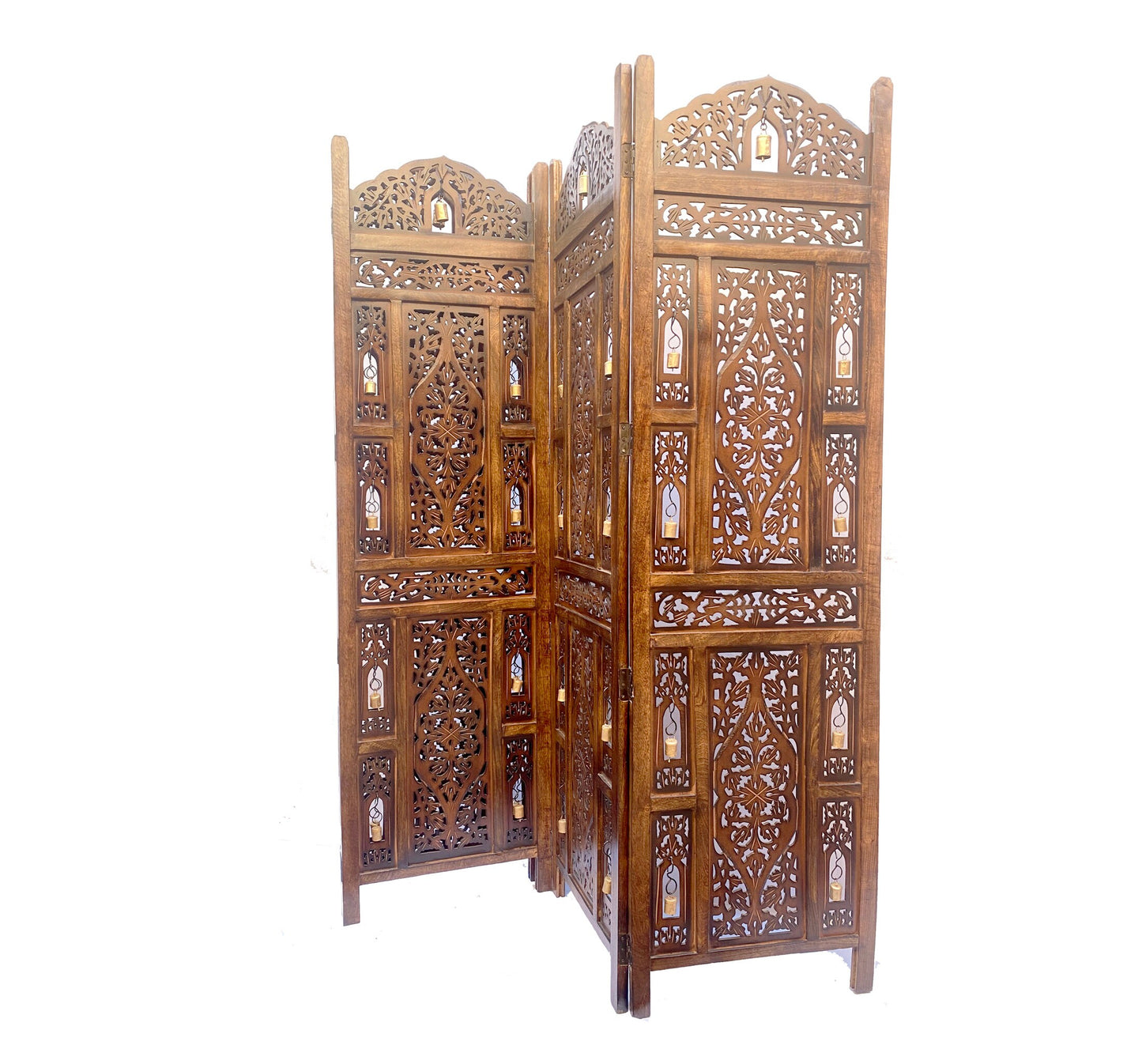 Mid century Bell Design Wooden Folding Divider, Partition, Handmade Self standing separator