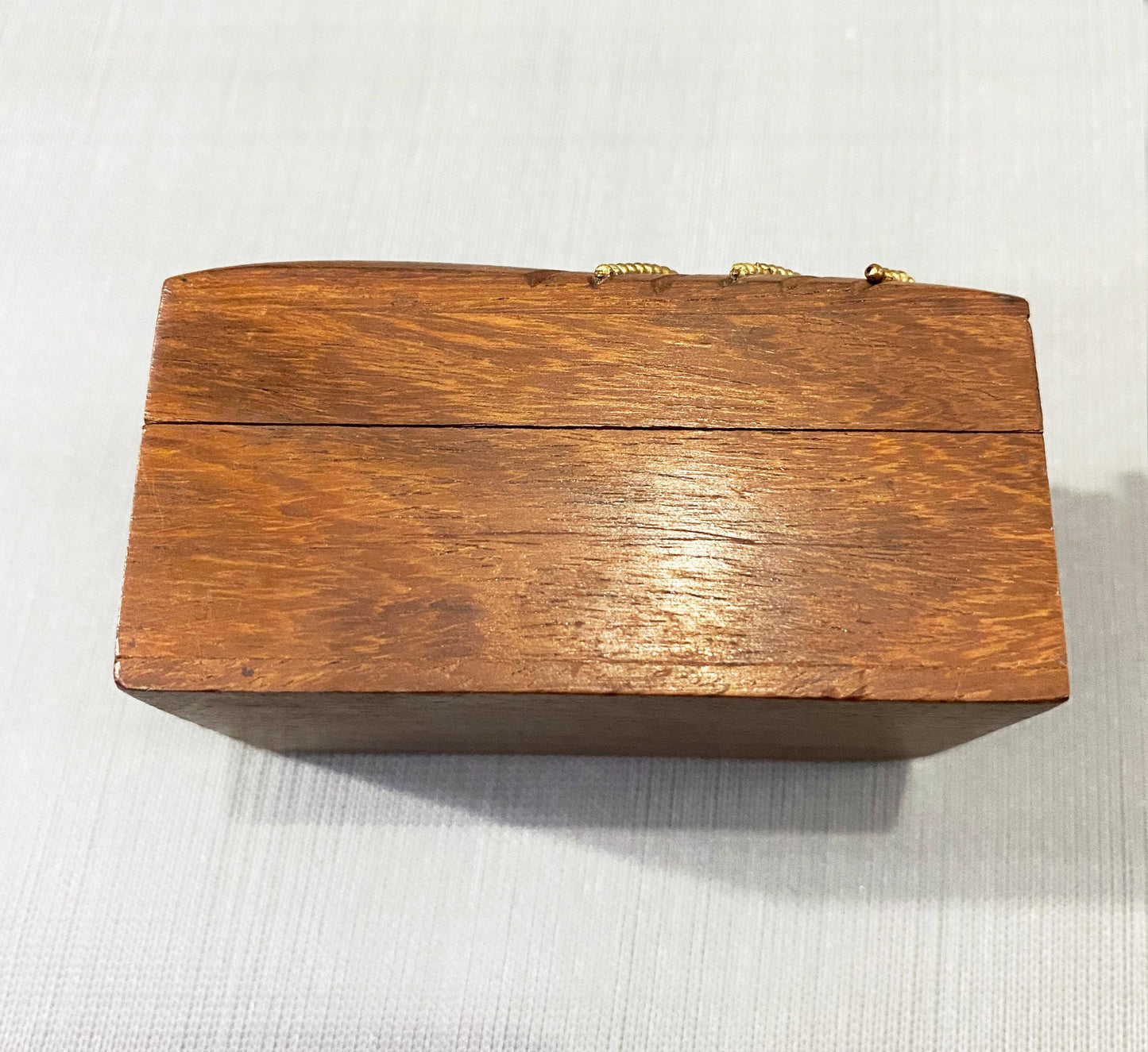 Handmade Carved Wood Box: Asymmetric Design, Gold Finish