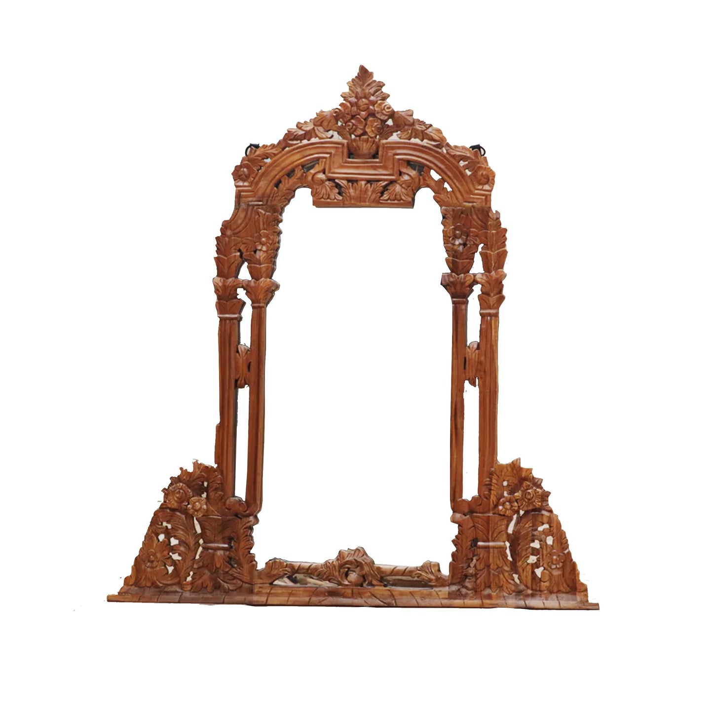 Hand Carved Wood Wall Mirror: Mid-Century Modern Decor (48x37 Inches