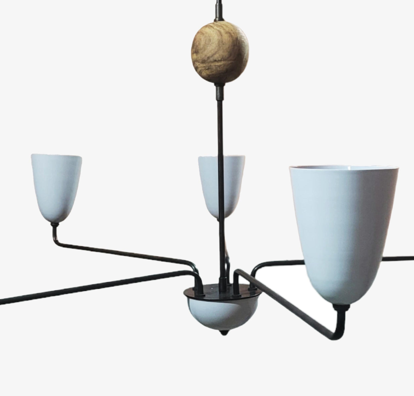 Handmade Brass 5-Arm Chandelier: Mid-Century Modern Ceiling Light