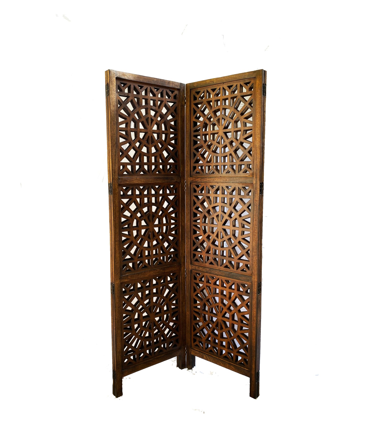 Mid century Round mesh Design Wooden Folding Divider, Partition, Handmade Self standing separator