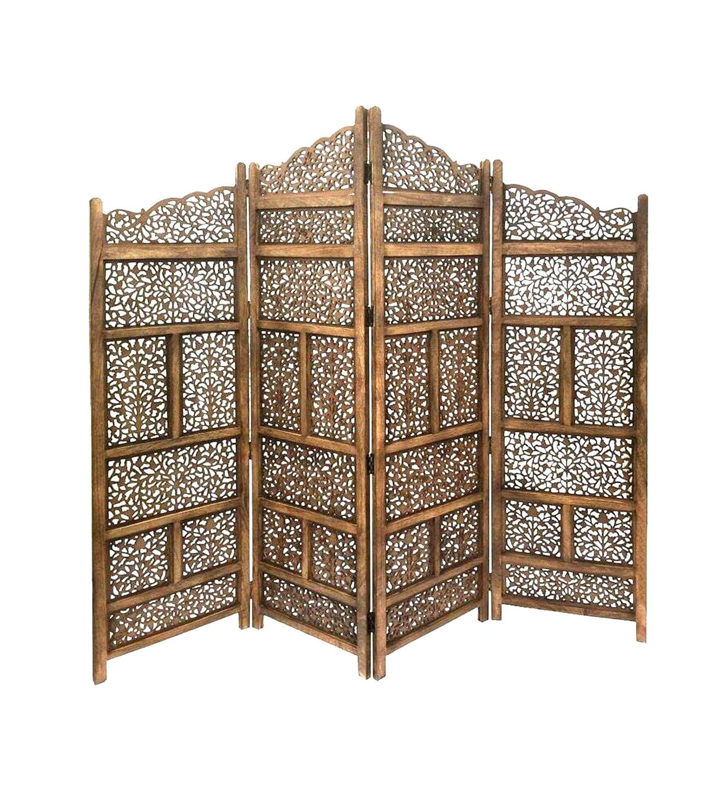 Handmade Wooden Room Divider: 4-Panel Folding Privacy Screen