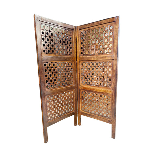 Handmade Wooden Folding Divider: Semi Block Design, 7 ft Tall