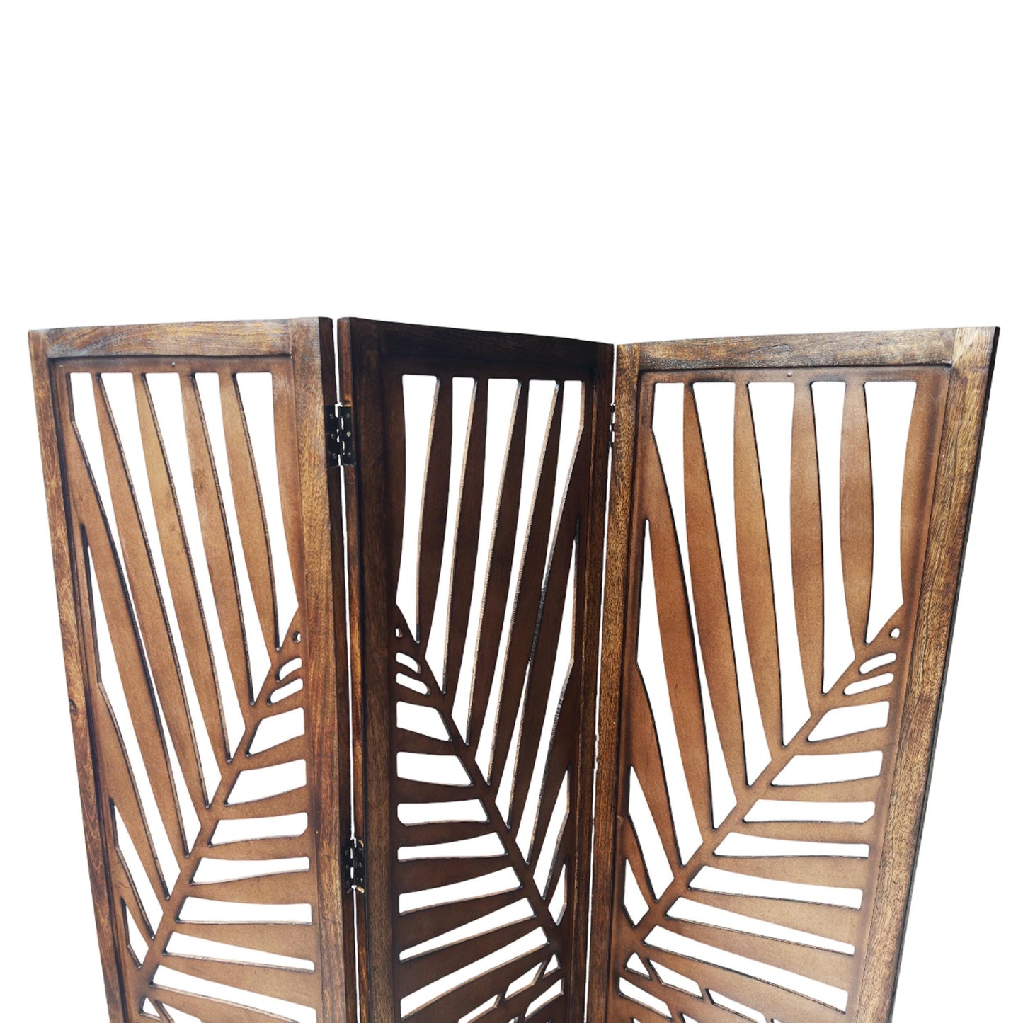 Mid century Big multi Leaf Design Wooden Folding Divider, Partition, Handmade Self standing separator