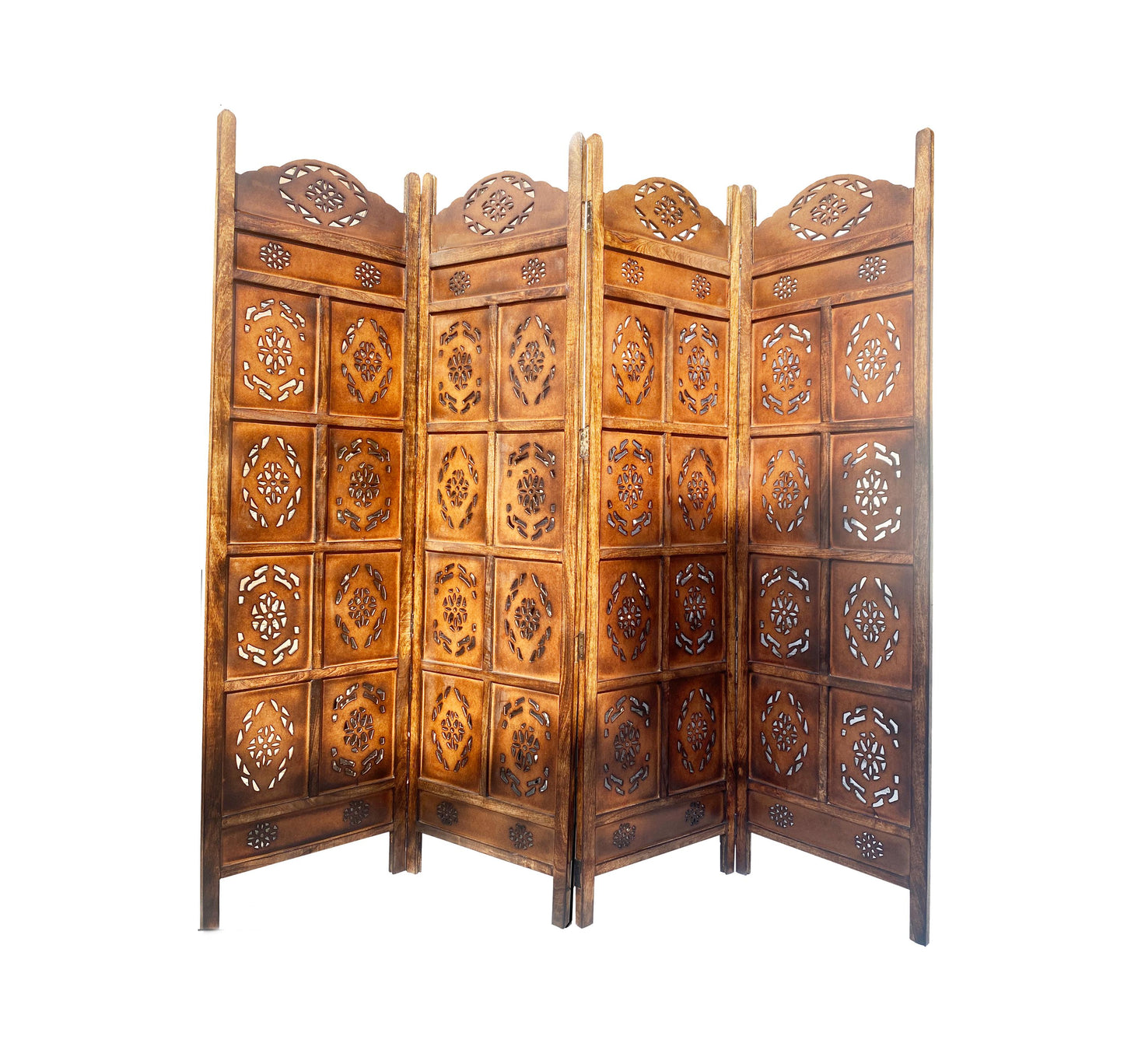 Mid century Design Round top Design Wooden Folding Divider, Partition, Handmade Self standing separator