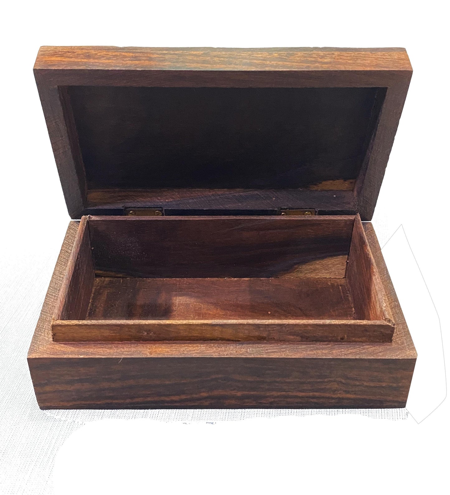 Handmade Wood Flower Carving Box: Mid-Century Jewelry Box