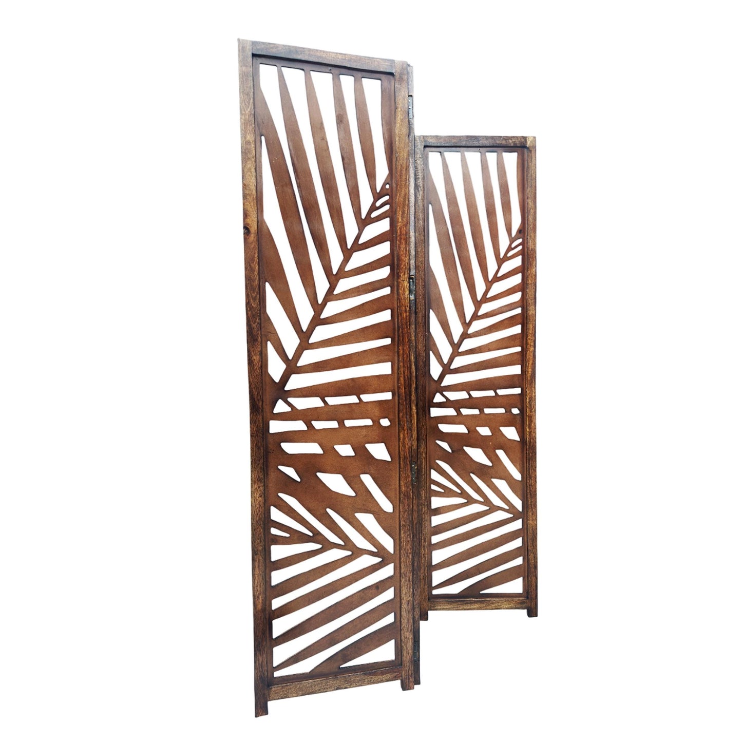 Mid century Big multi Leaf Design Wooden Folding Divider, Partition, Handmade Self standing separator