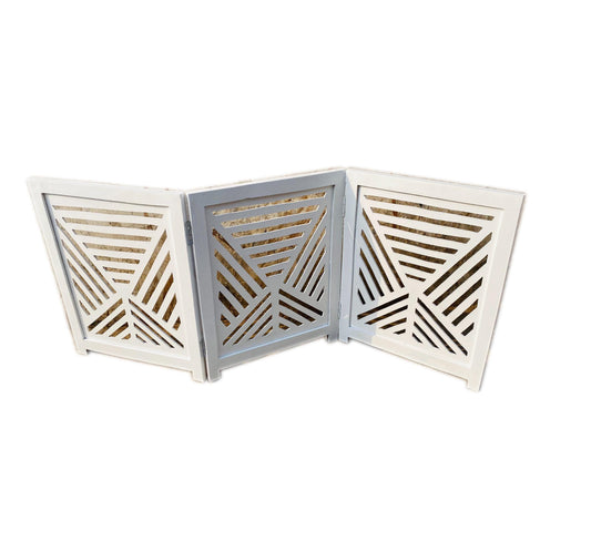 Mid-Century White Wood Folding Divider: Handmade Pet/Baby Partition