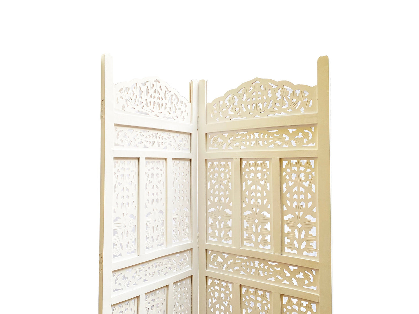 Mid century White Wooden Folding Divider, Partition, Handmade Self standing seperator