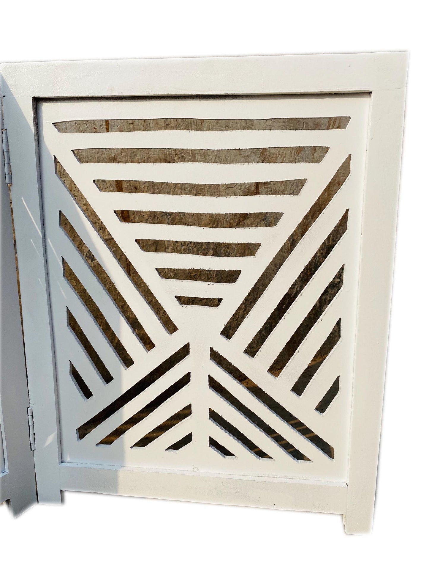 Mid-Century White Wood Folding Divider: Handmade Pet/Baby Partition