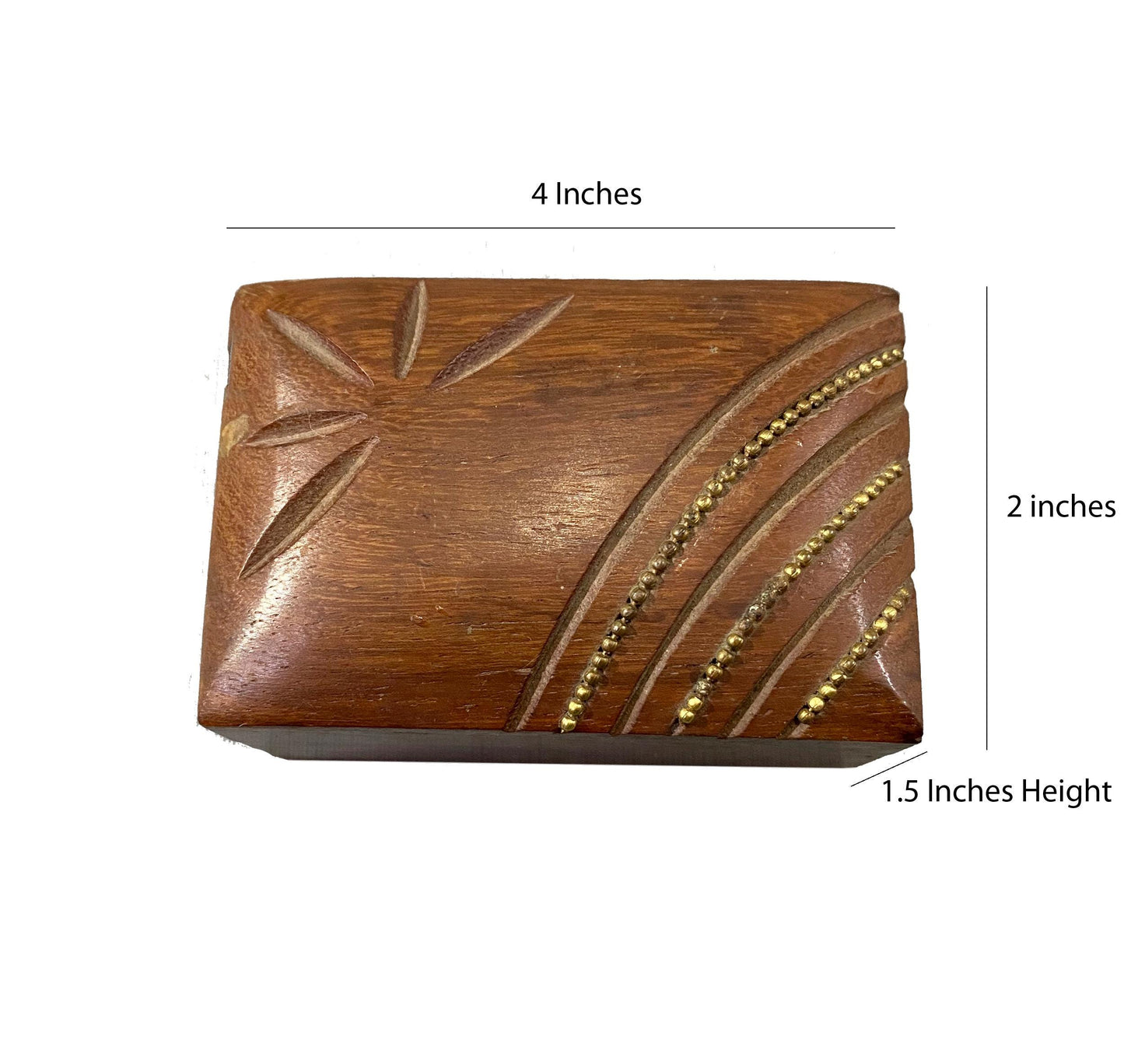 Handmade Carved Wood Box: Asymmetric Design, Gold Finish