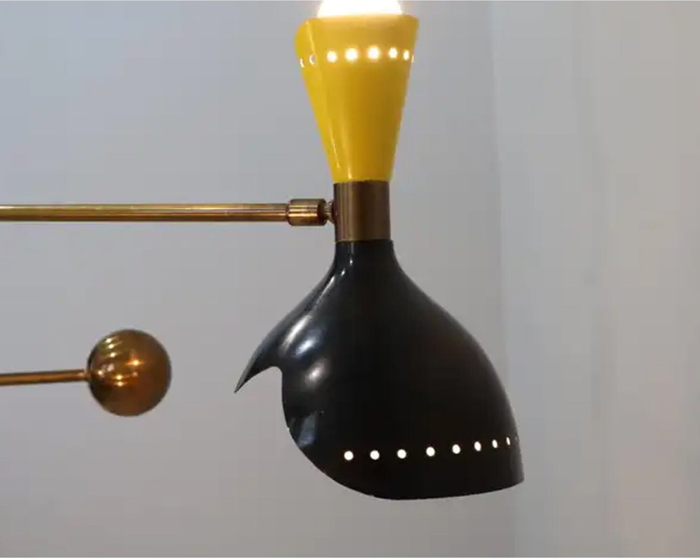 mid century 6 light 3 arm brass rotating chandelier, Handmade ceiling light fixture