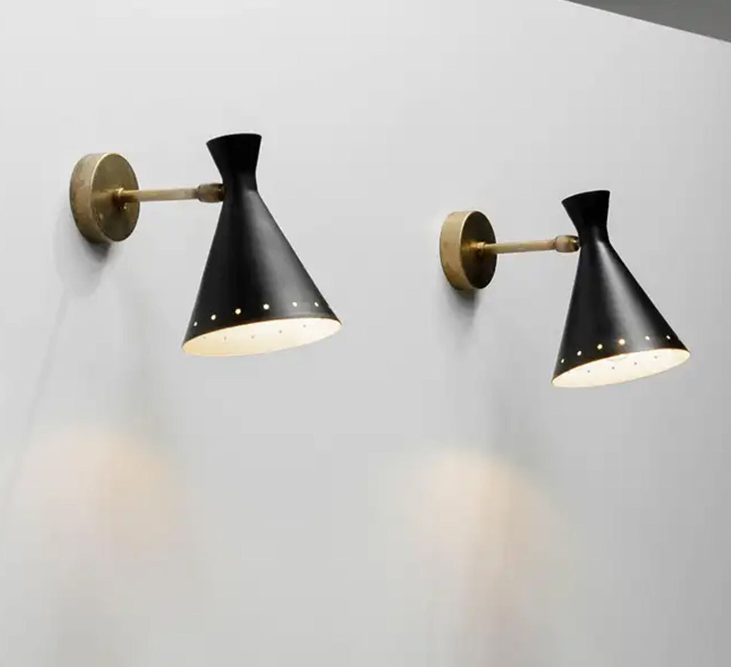 Handmade Black Brass Wall Light Sconce Pair: Italian Lighting