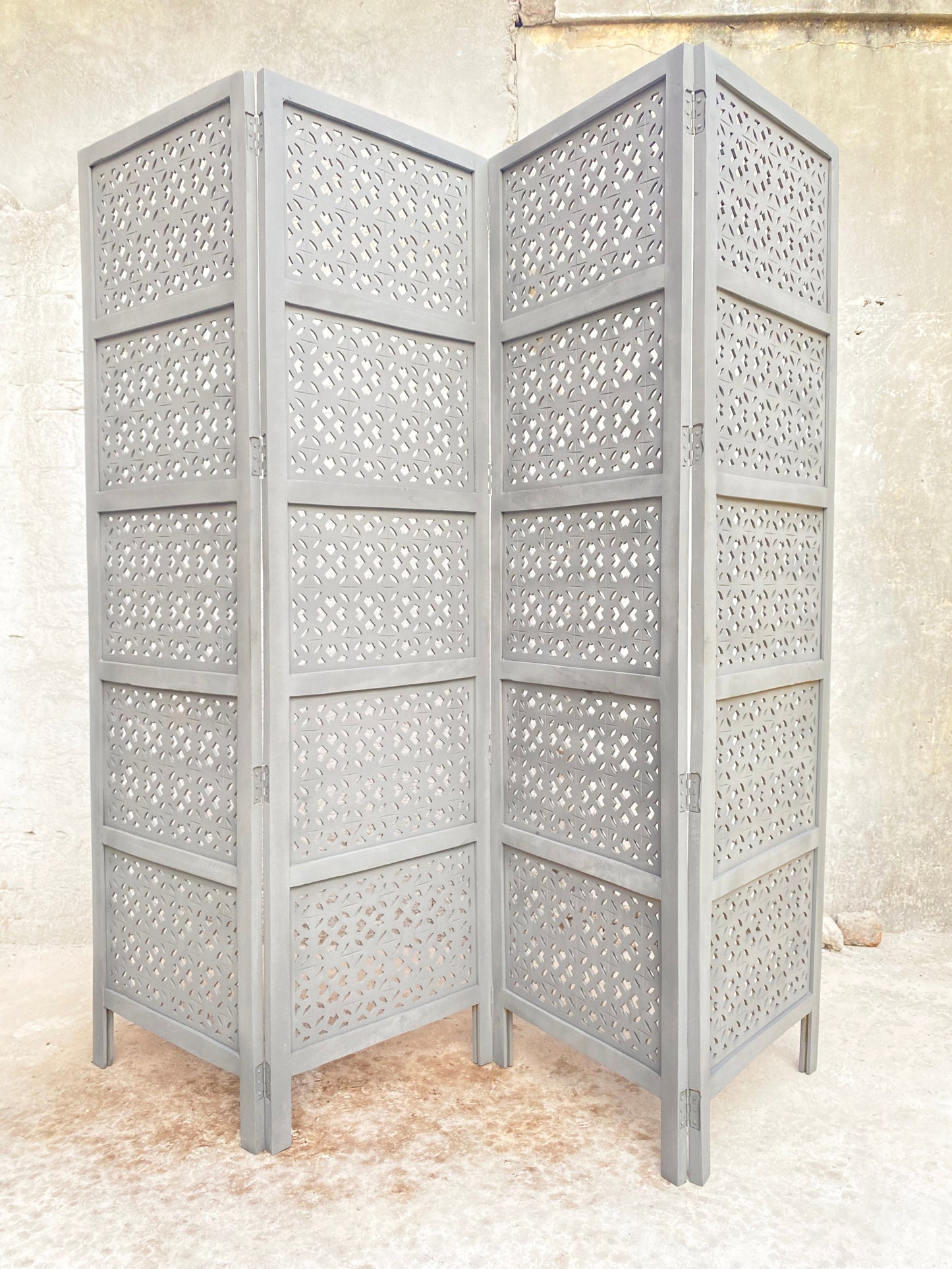 Mesh Style Wooden Folding Divider, Partition, Handmade Self standing saperater up to 7 feet height