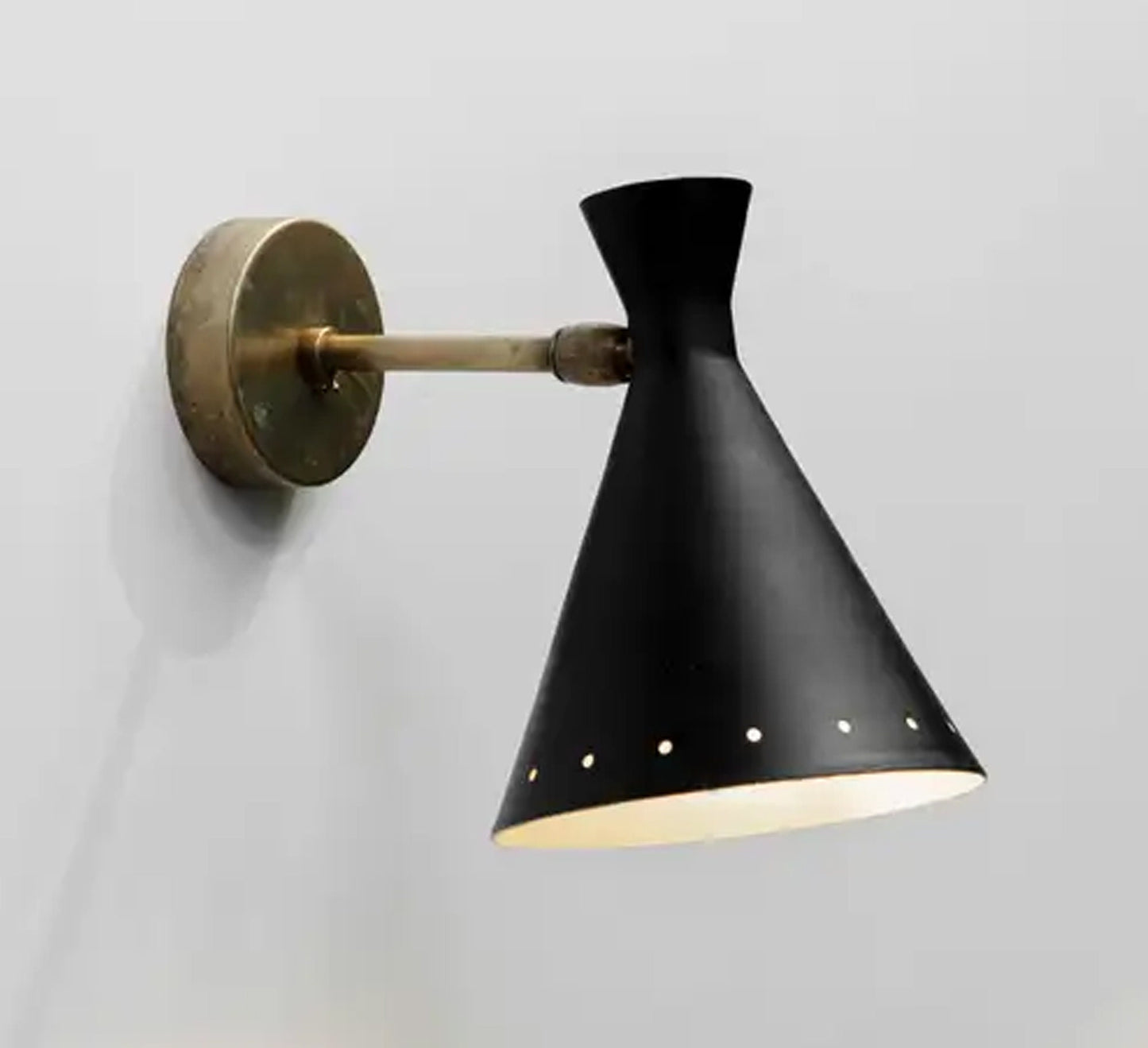 Handmade Black Brass Wall Light Sconce Pair: Italian Lighting